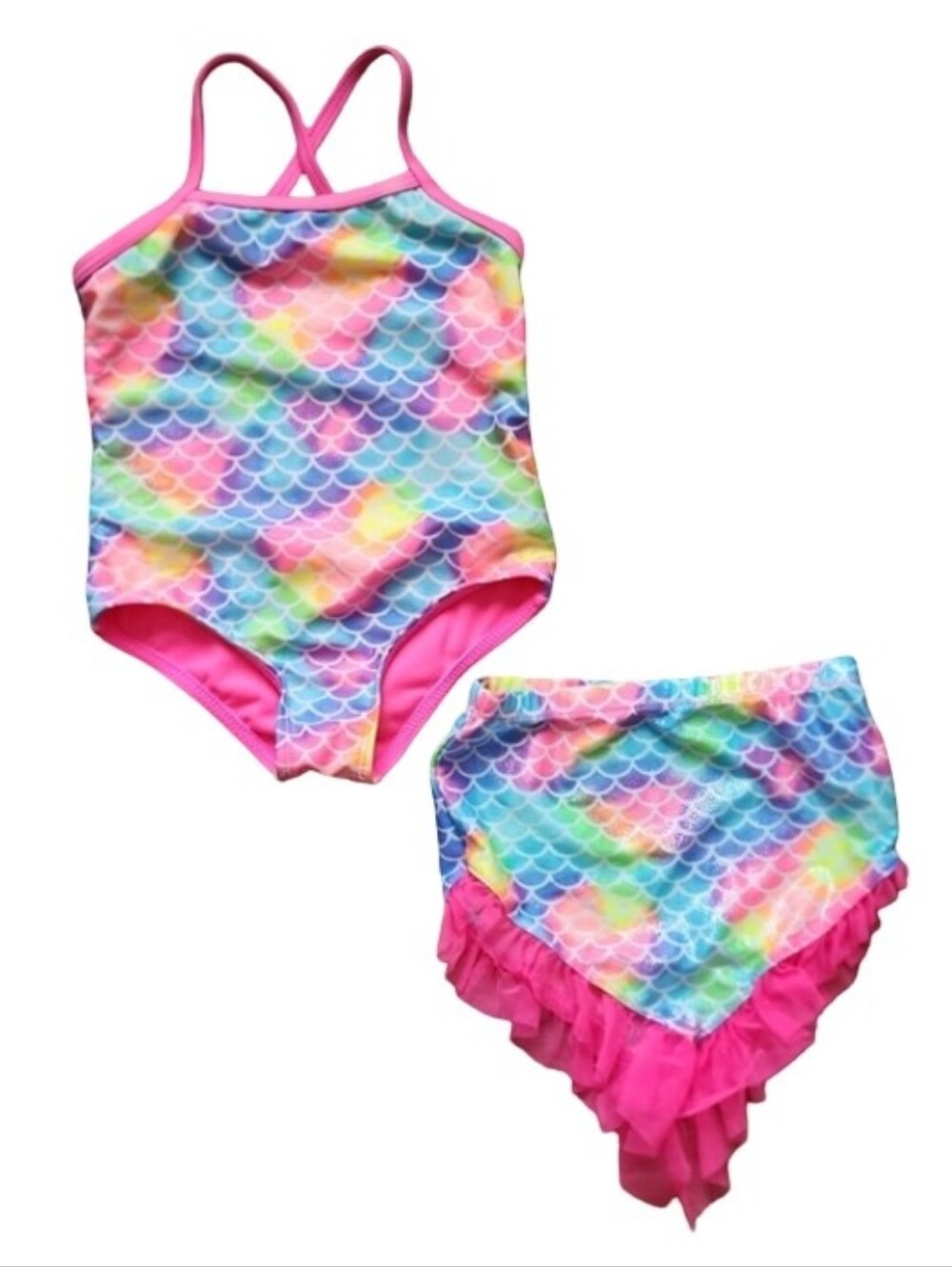 Wonder Nationβ Mermaid Scale Swimsuit & Matching Cover-Up Skirt Set Toddler 2T